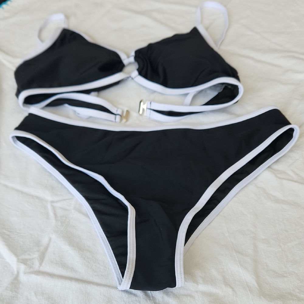 Chic Black and White Bikini Set